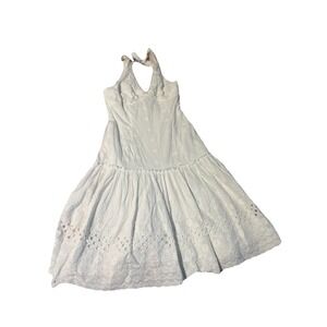 morrell maxie White Eyelet Lace Halter Mini Dress Cottagecore Boho Beach Size 4